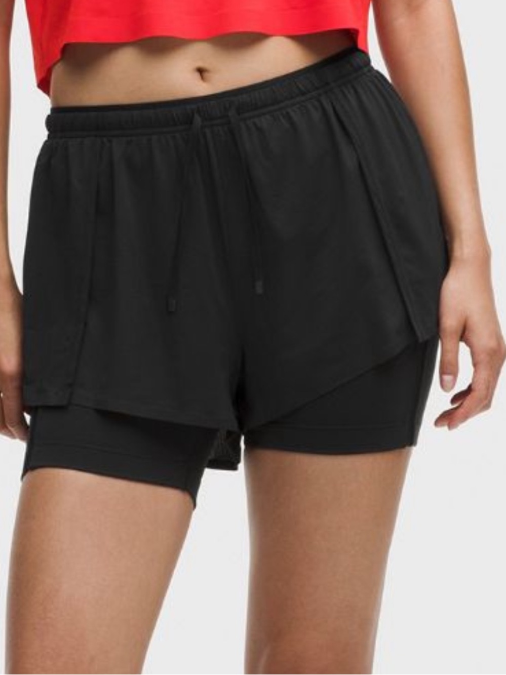 Lightweight 2 in 1 Running HR Short. 2” shell 5” biker w/pockets